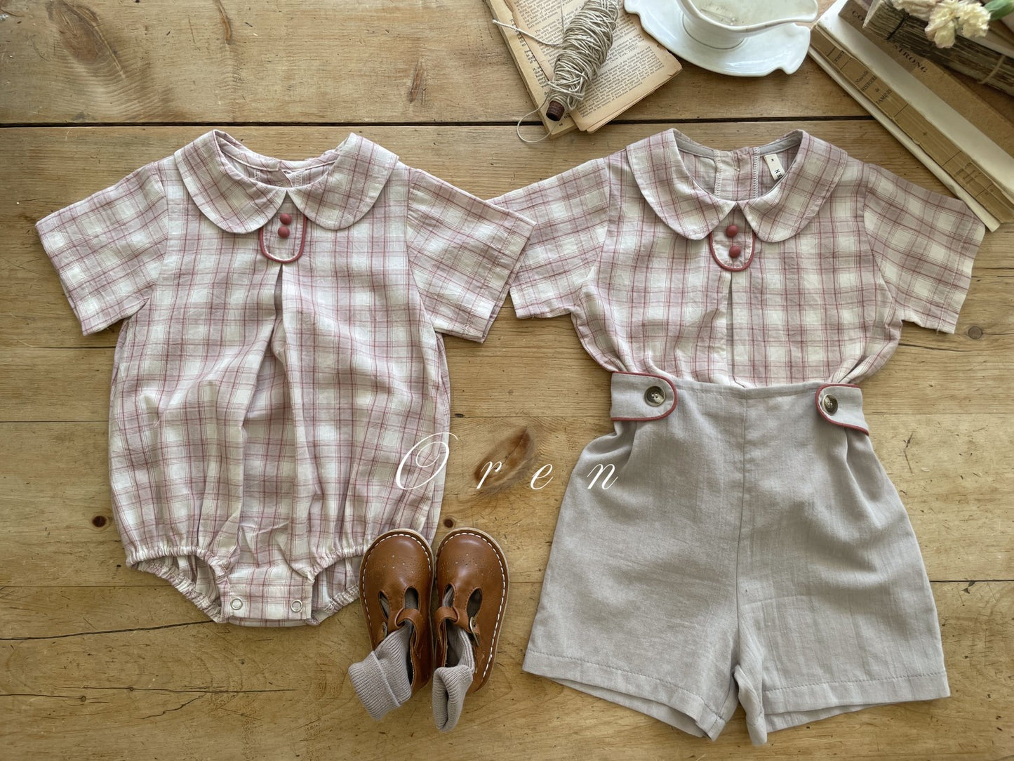 OREN elijah check color matching set up (75-100cm)