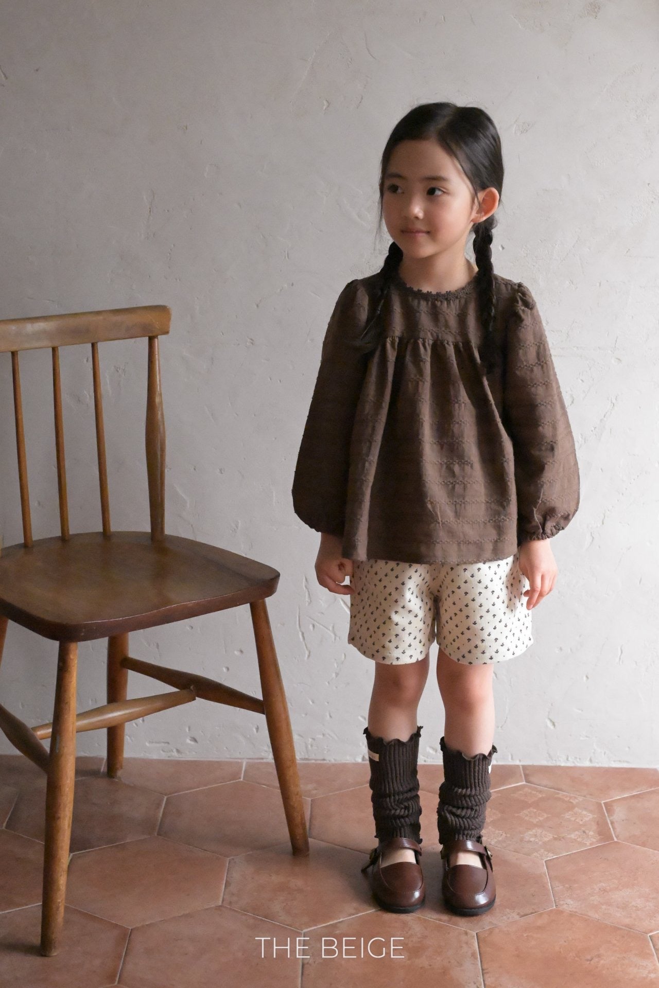 the beige print short pants (80-120cm)