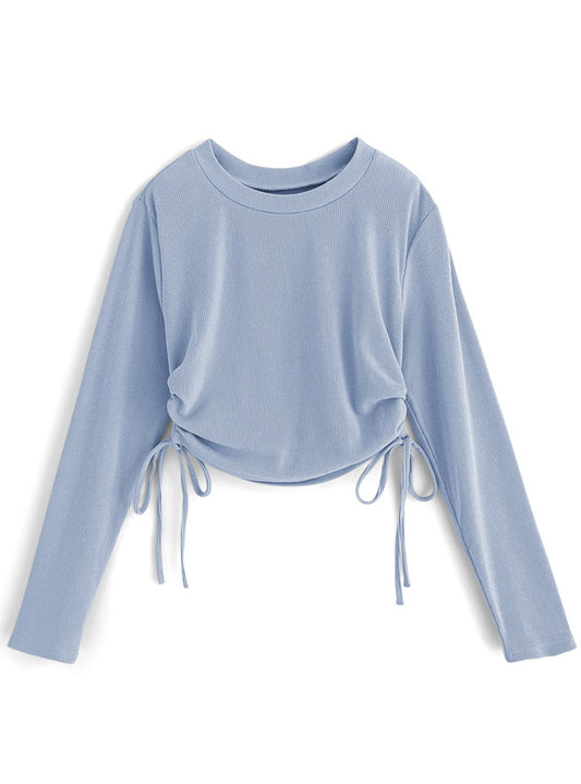 側綁繩純色上衣