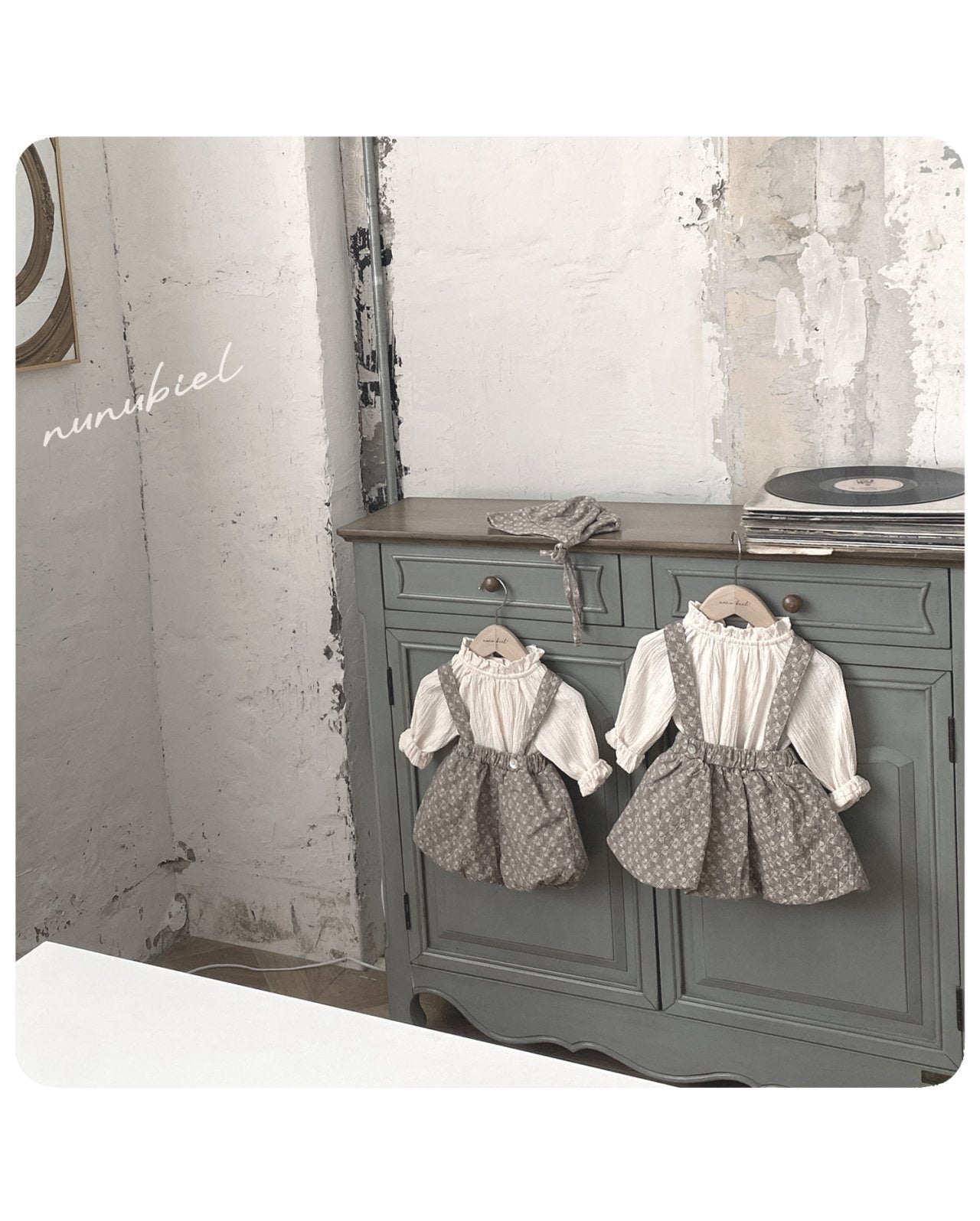 nunubiel rose romper & bonnet (3-18m)