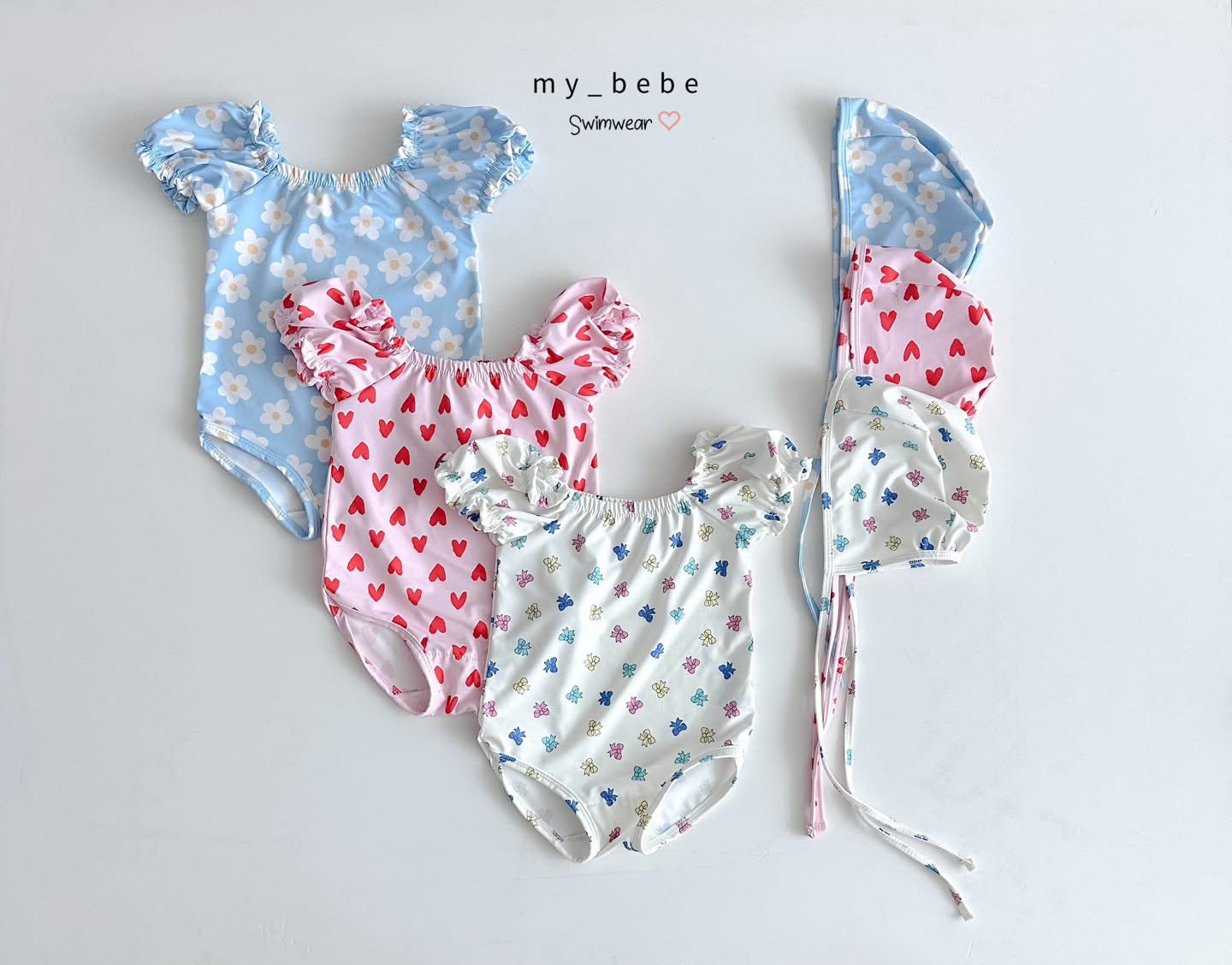 Mybebe 泡泡袖防曬泳衣 *含帽 (1-6y)