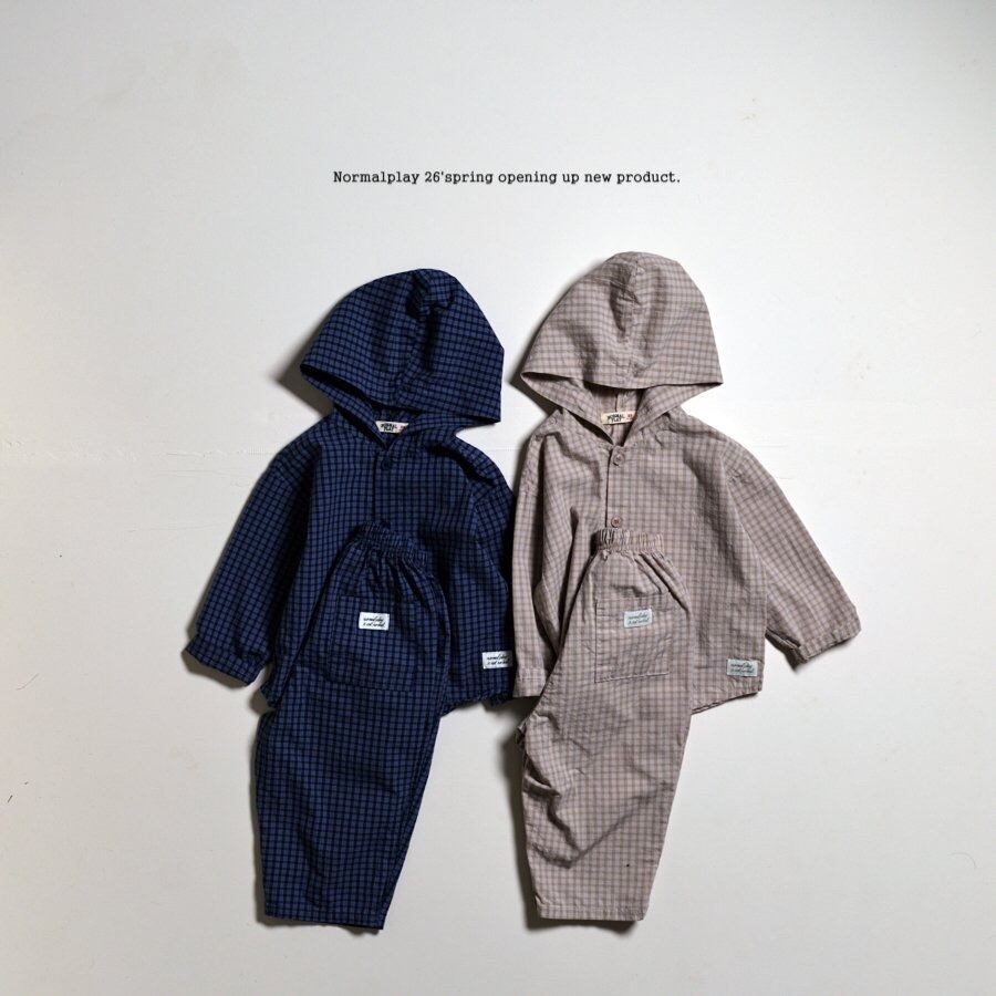 normalplay peterpan check hoodie (75-140cm)