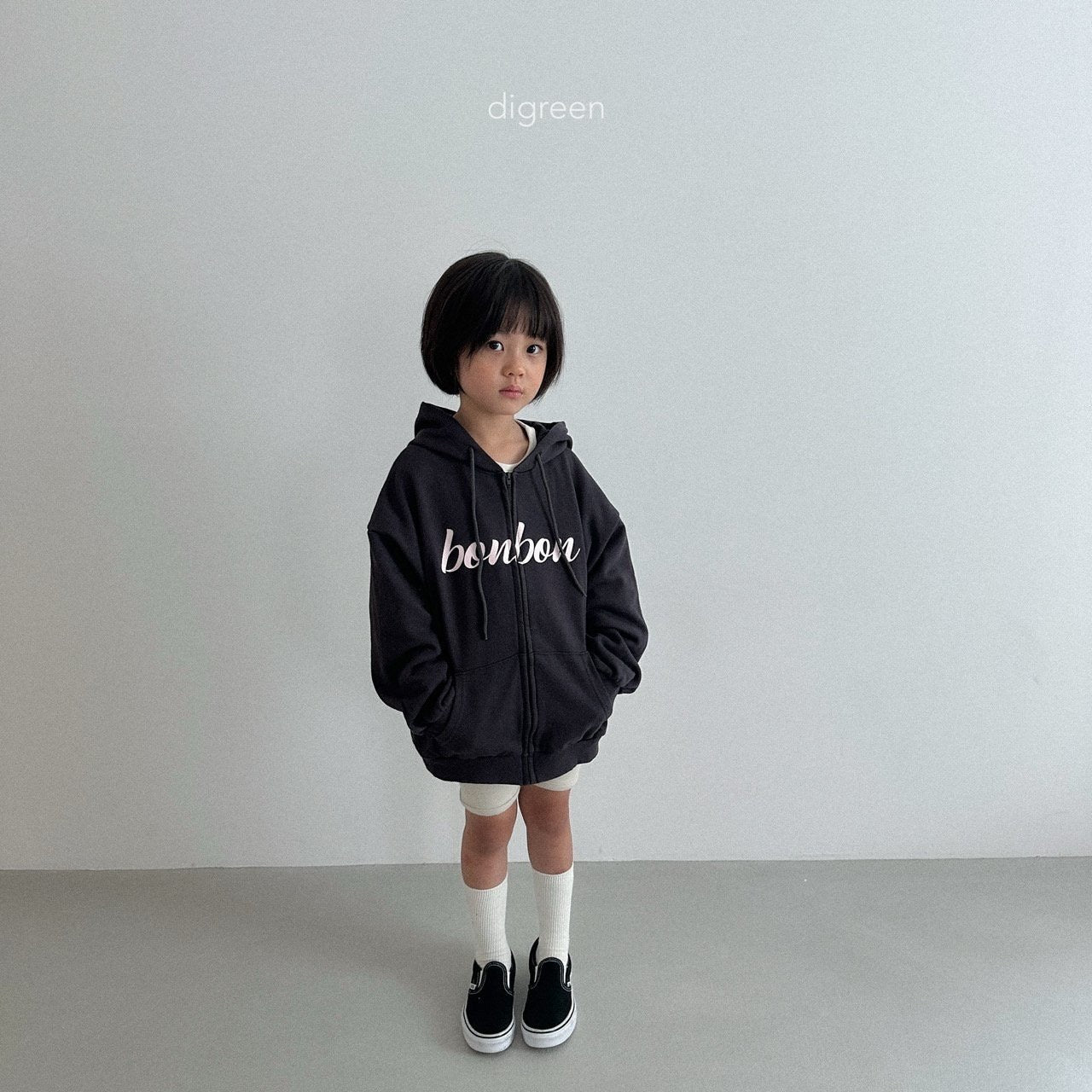digreen bonbon hood zip-up (90-130cm)