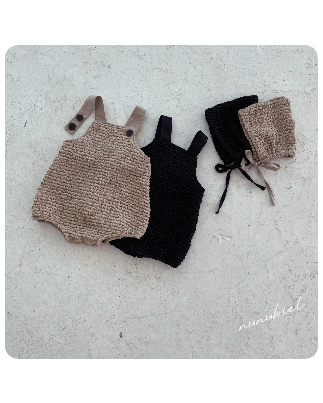 nunubiel blergy romper & bonnet (3-18m)