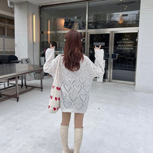 甜美愛心縷空針織OPS