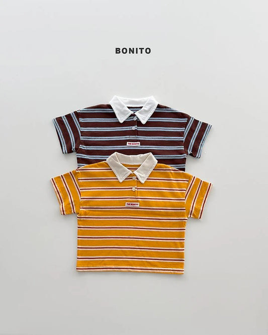 Bonito sierre stripe collar tee (~80-140cm)