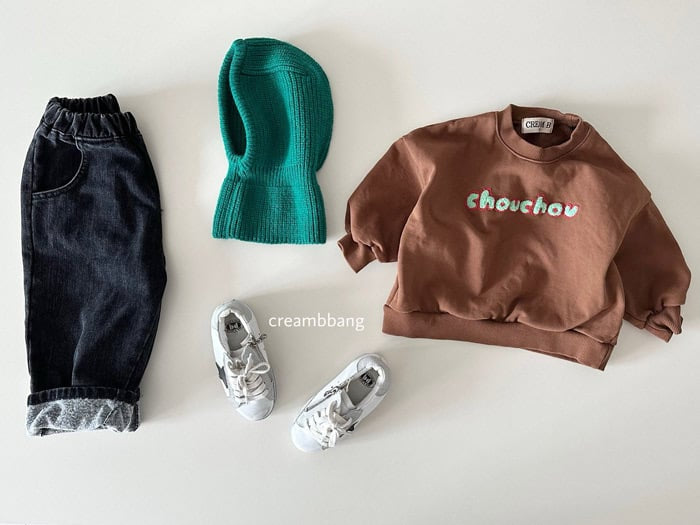 creambbang brushed denim baggy pants (~85-150cm)