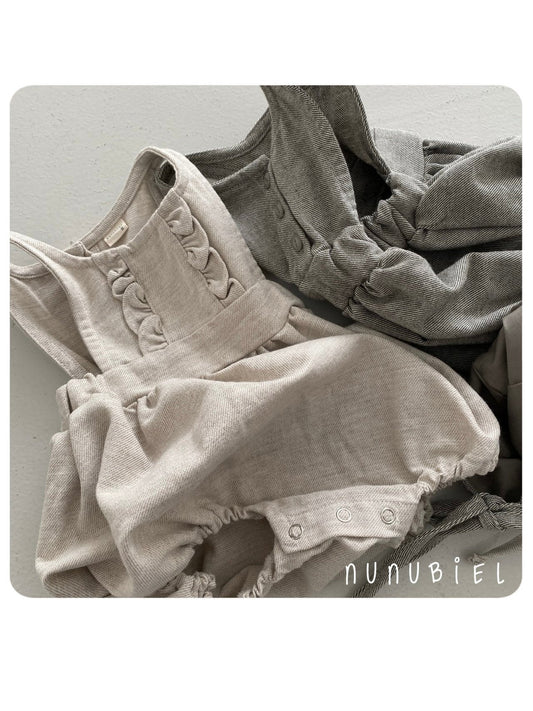 nunubiel twill romper&bonnet (3-18m)