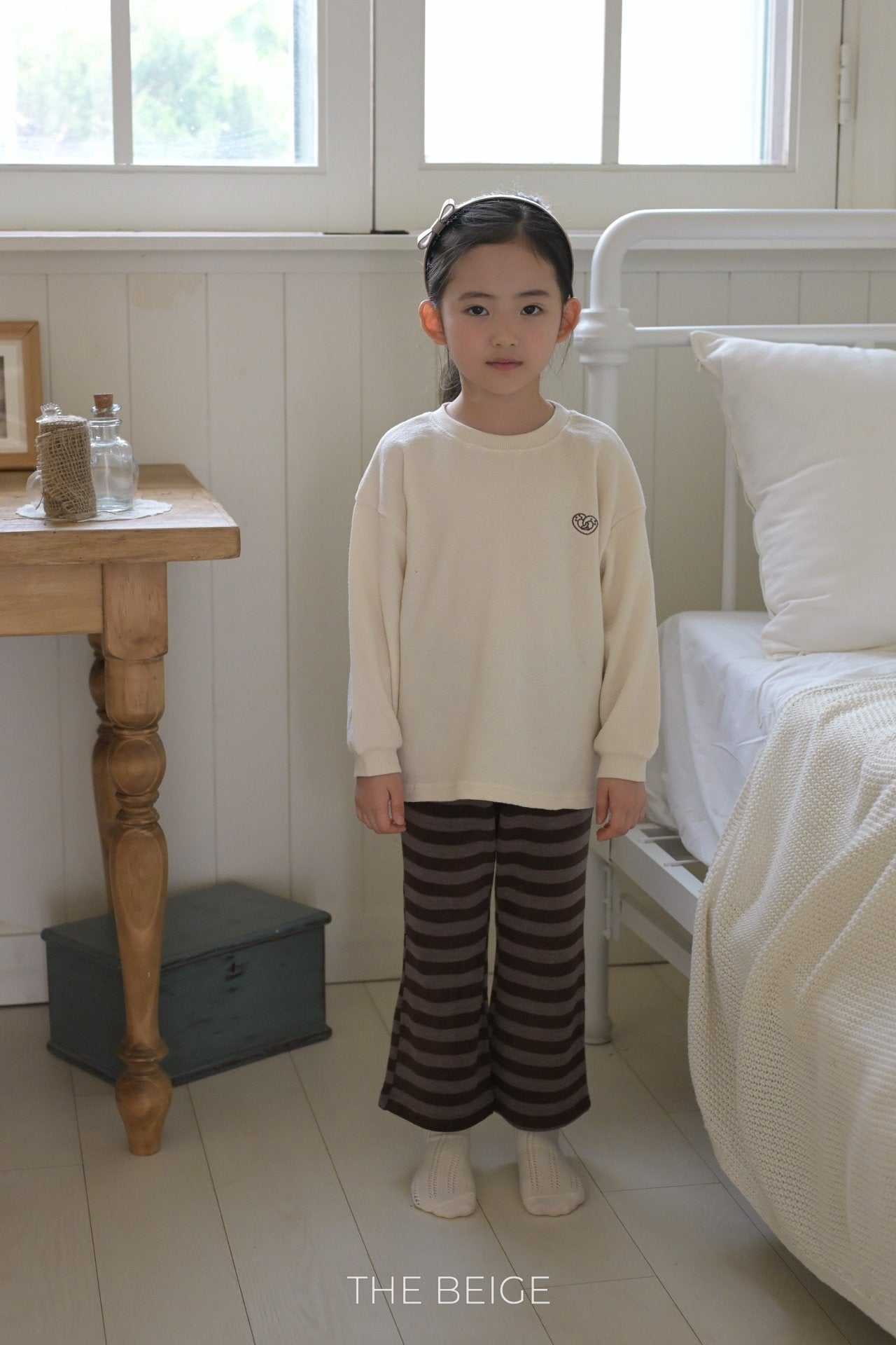 the beige border bell pants (80-120cm)