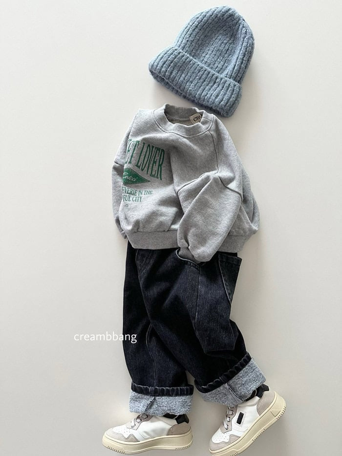 creambbang brushed denim baggy pants (~85-150cm)