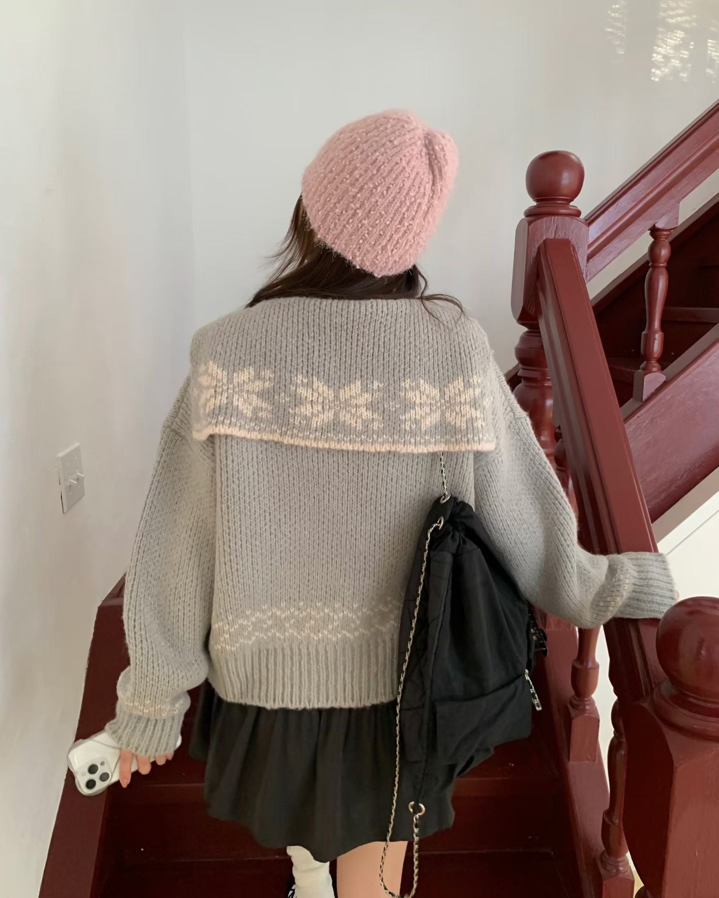 翻領北歐風雪花針織外套 *共3色