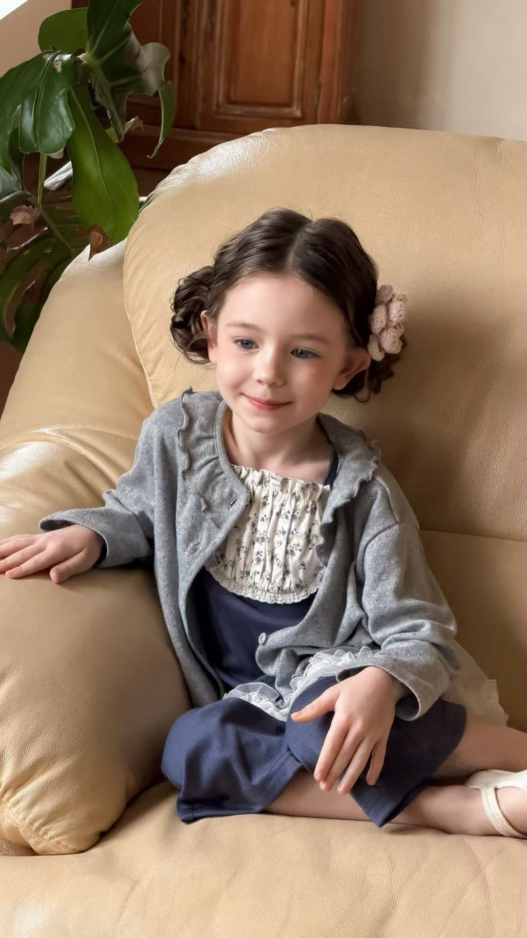 aiai pony frill cotton cardigan set
(95-140cm)