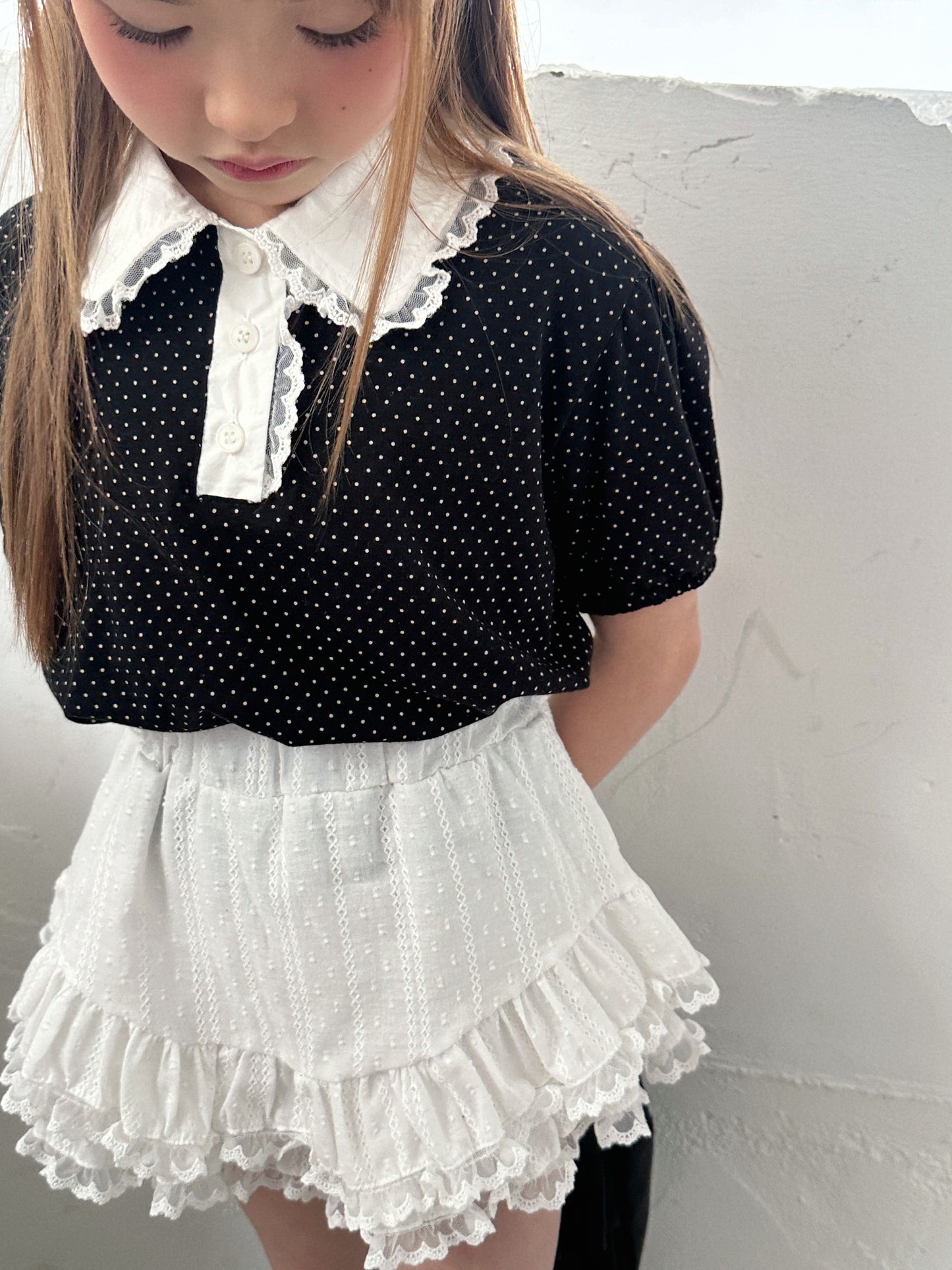 ELLYMOLLY pretty lace collar tee (90-145cm)