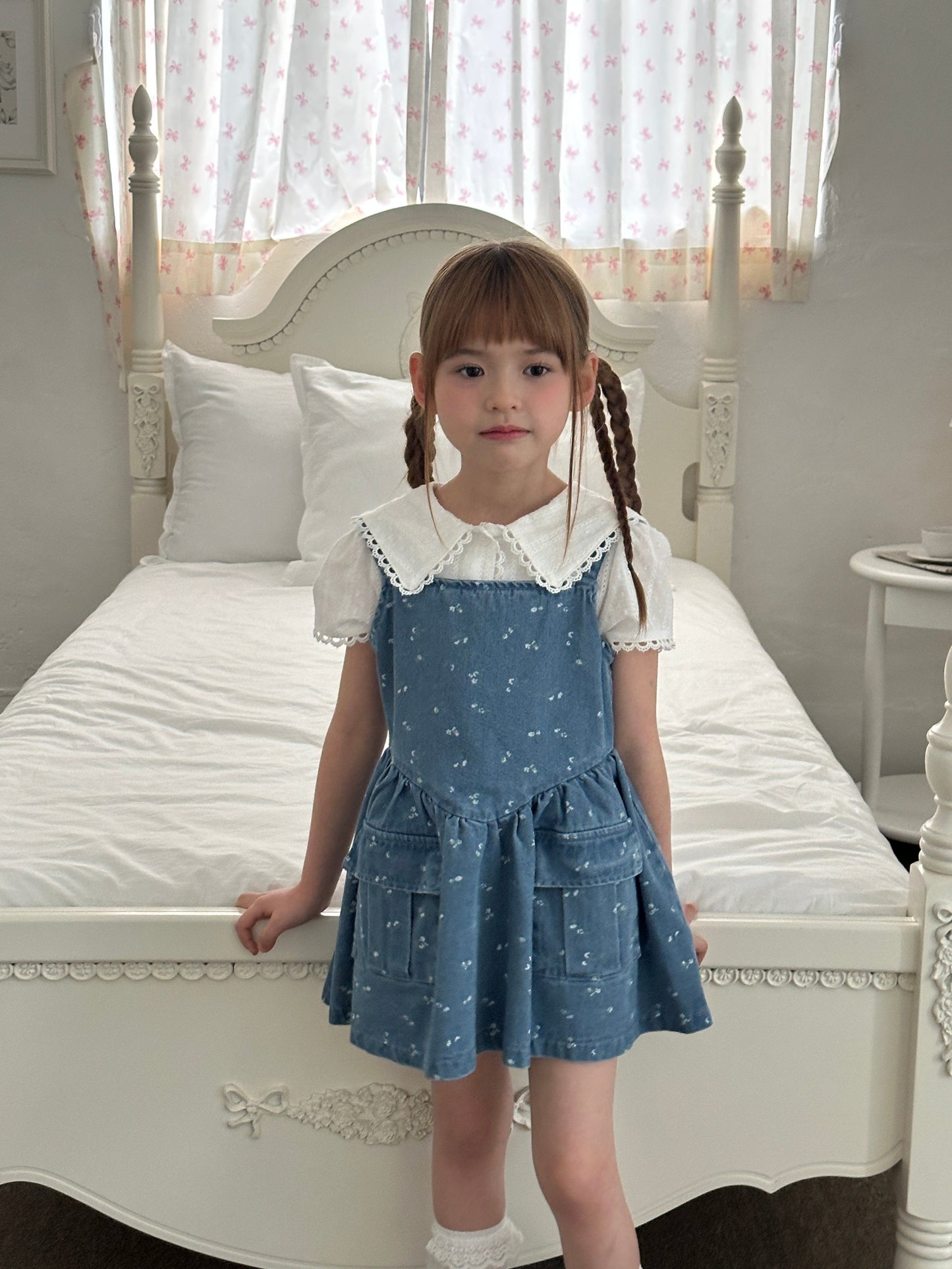 ELLYMOLLY denim flower big pocket ops (90-145cm)