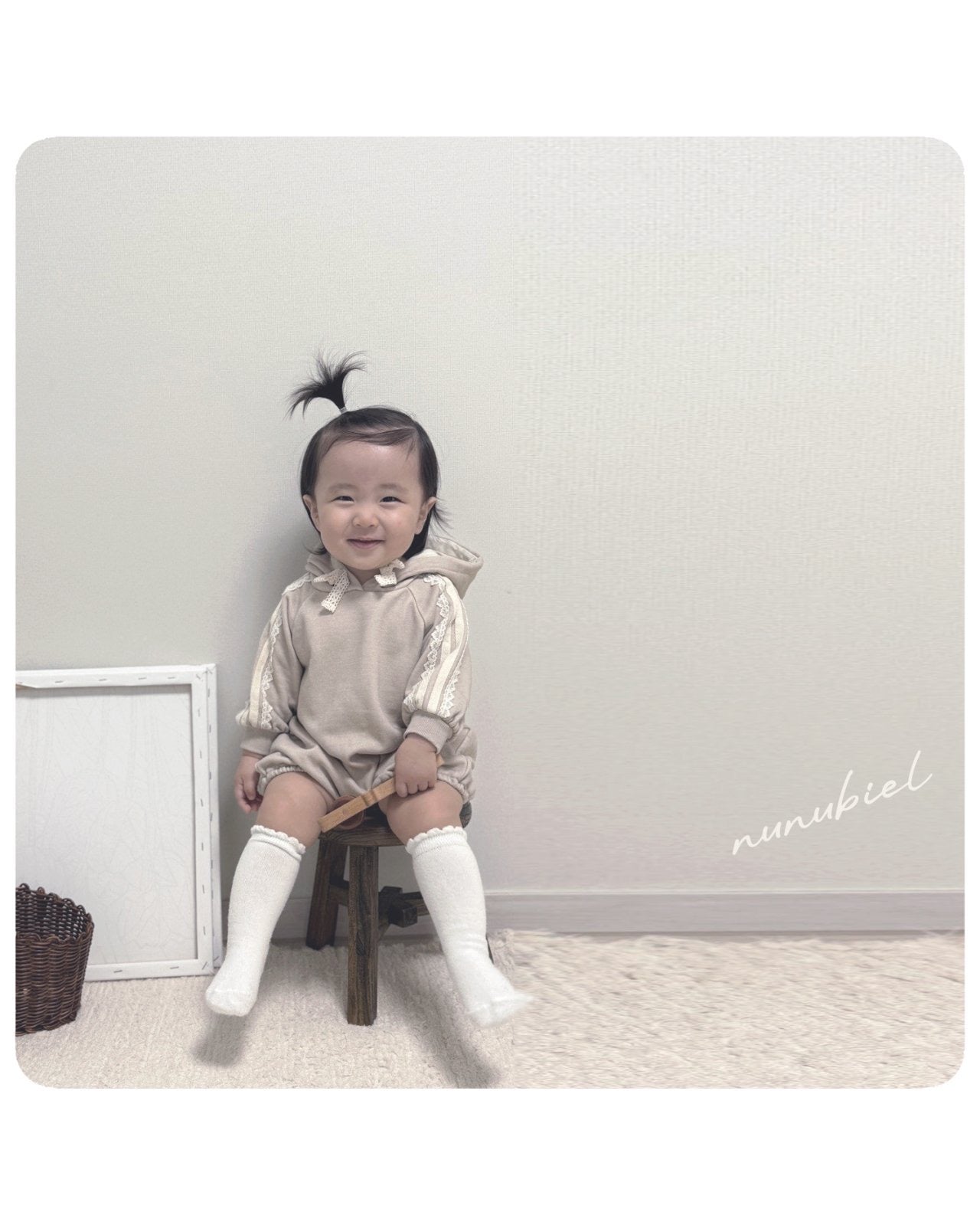 nunubiel lace hood romper (3-18m)