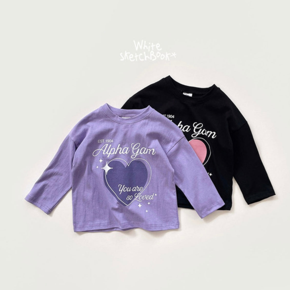 WhitesketchBook Heart tee (90-140cm)