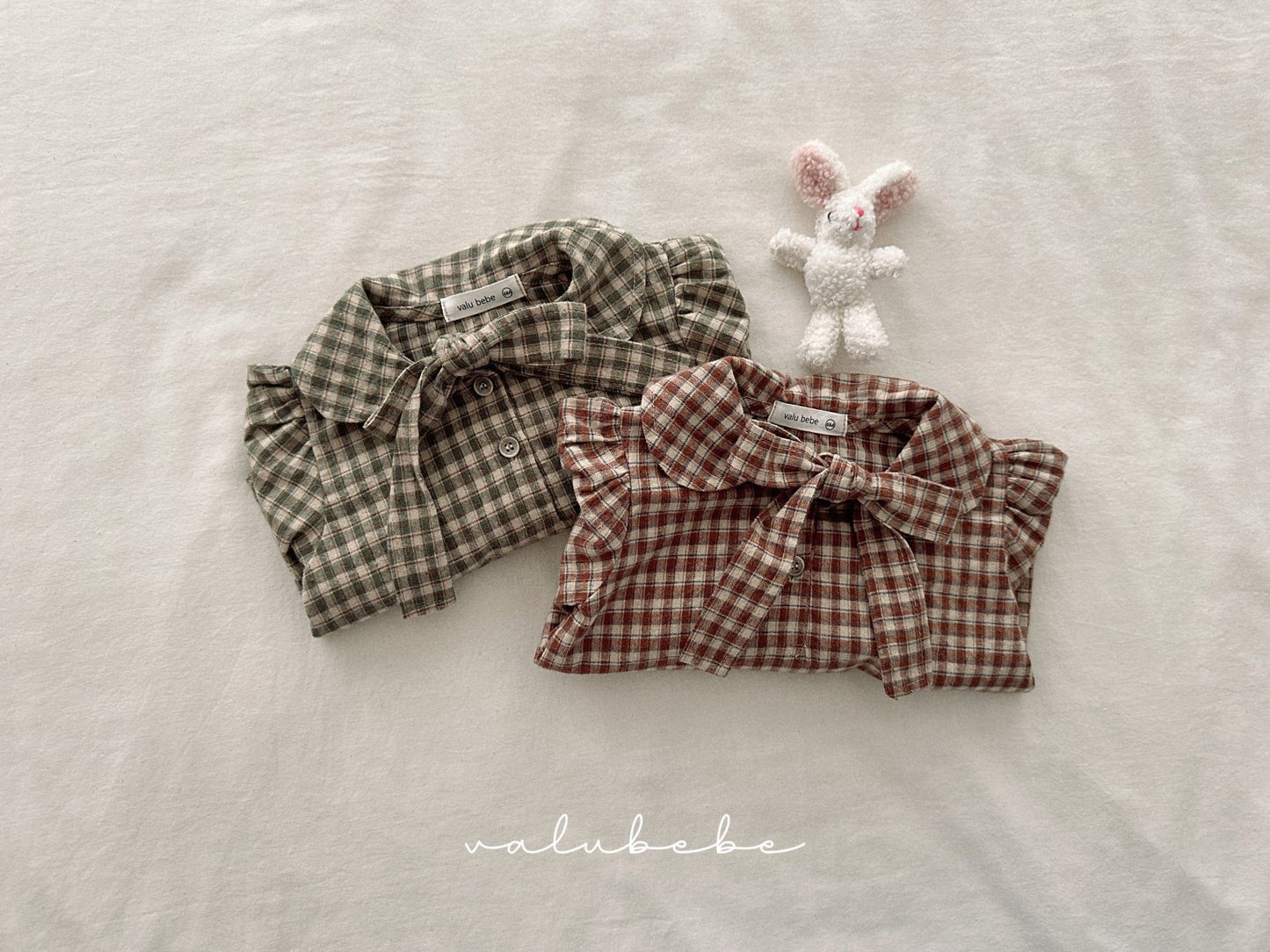 valubebe check ribbon blouse (70-110cm)