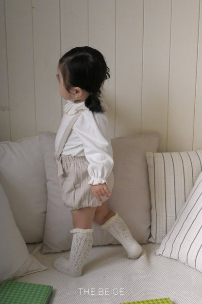 the beige rib suspender pants (85-140cm)