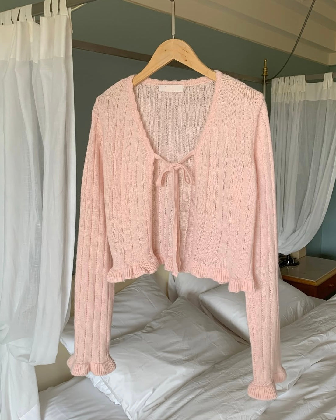 荷葉花邊綁帶蝴蝶結開衫 *共3色