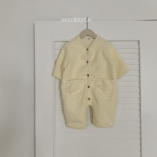 woodie 暖呼呼鈕扣口袋連體衣 (Bebe 3-18m)