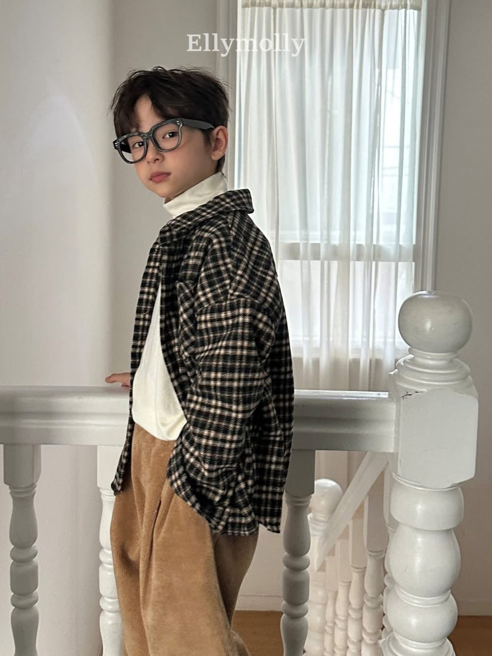 EllyMolly 格紋絨面襯衫 (90-160cm)