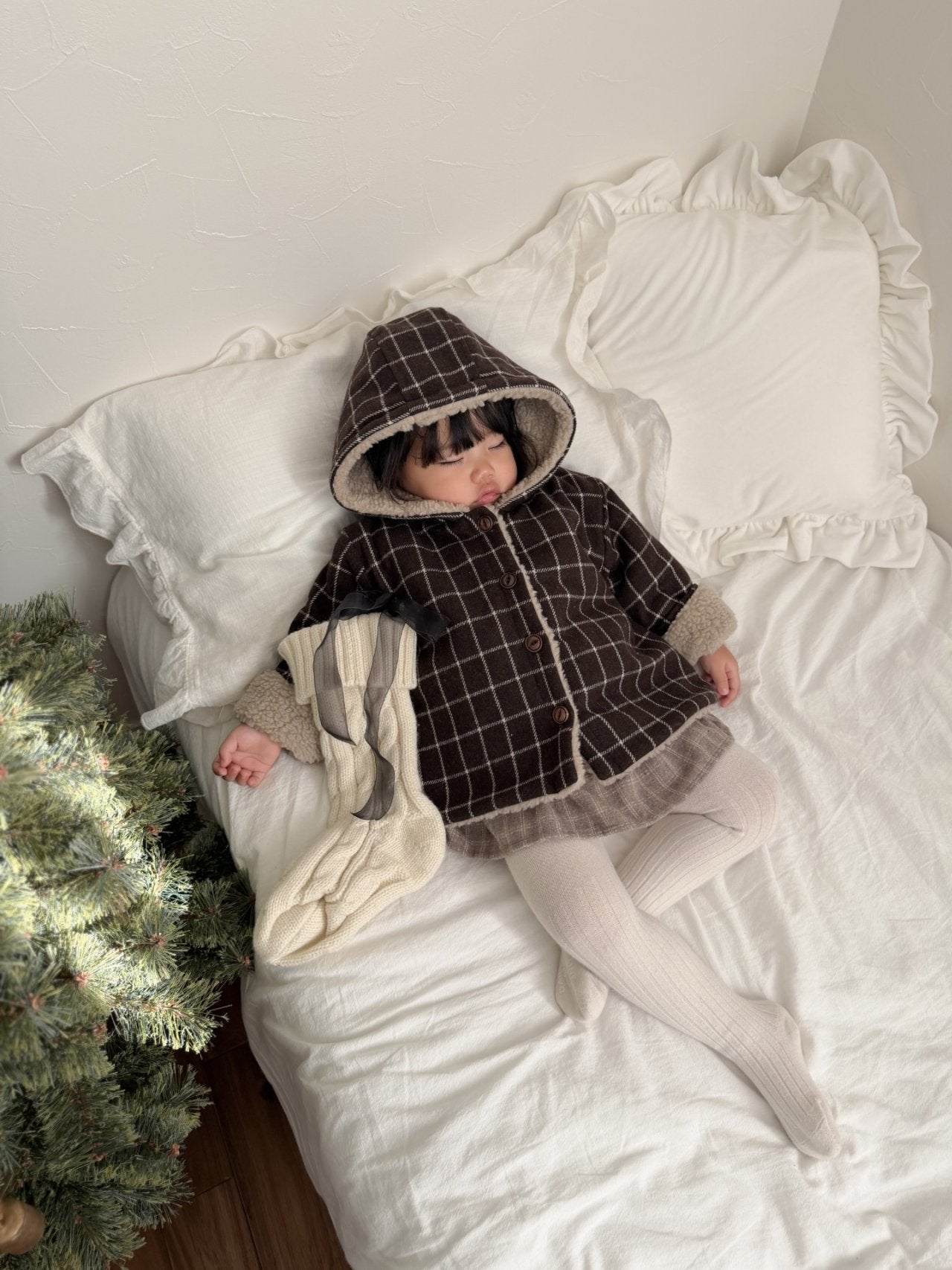 mimi market check tumble hood (70-85cm)