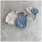 nunubiel patch denim romper&bonnet(3-18m)