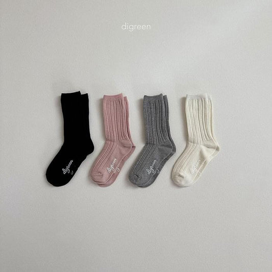 Digreen 溫柔色羅紋襪襪組/4雙入 (12-23cm)