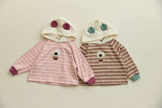 Orangemom 萌熊熊連帽條紋上衣 (95-140cm)