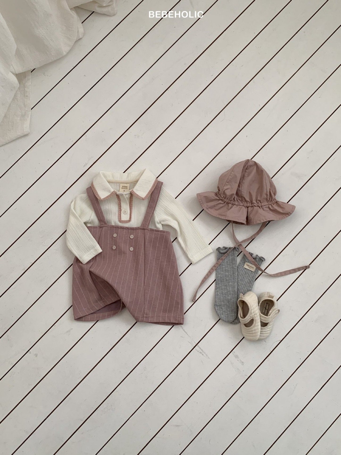 bebeholic stitch suspender pants (3-18m)
