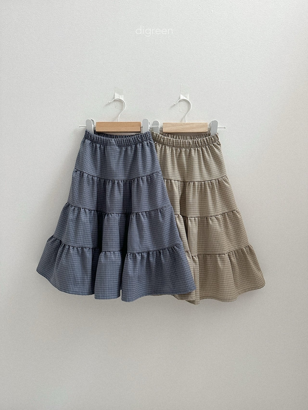 digreen check ruffle skirt (85-130cm)