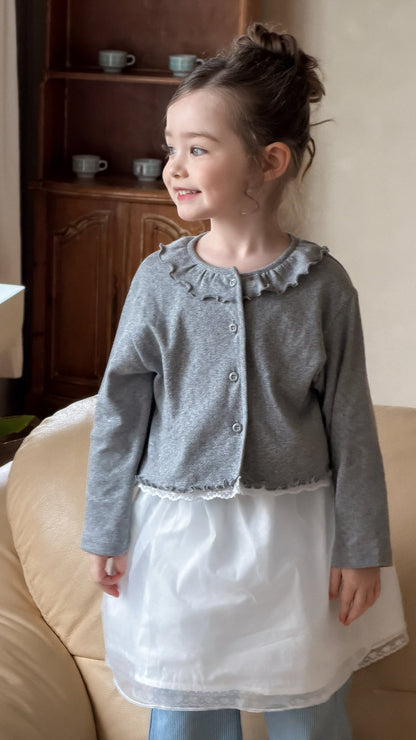 aiai pony frill cotton cardigan set
 (95-140cm)