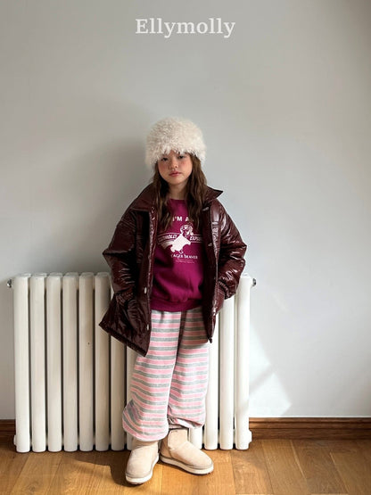 EllyMolly 亮面皮格鈕扣大衣 (90-160cm)