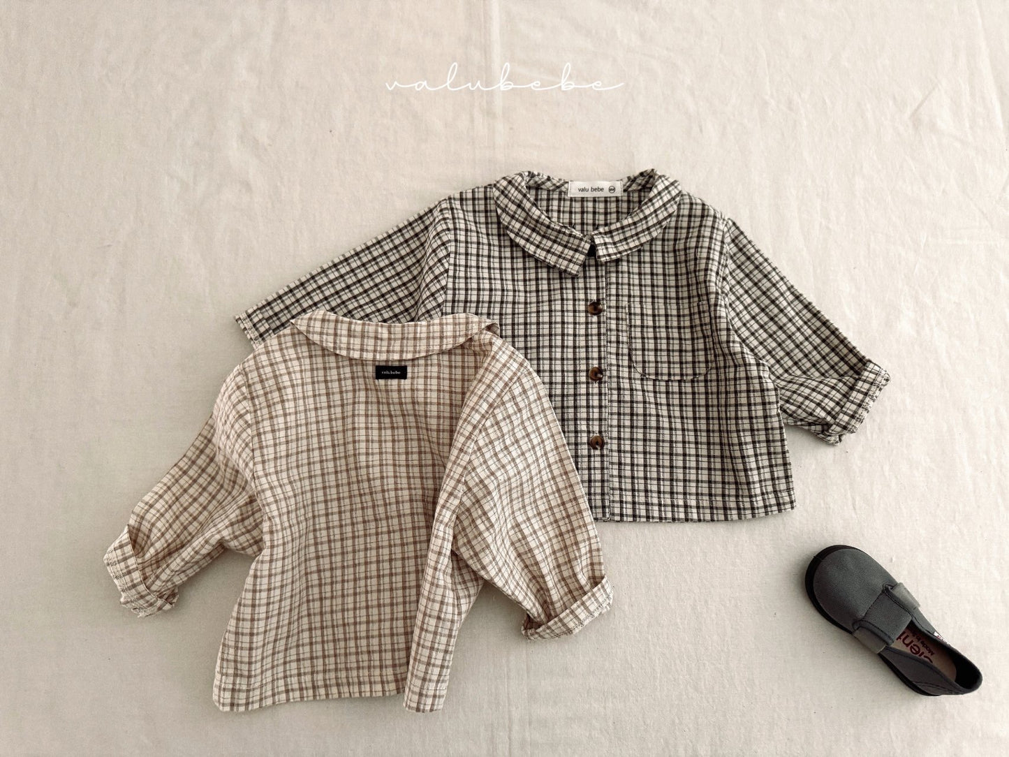 valubebe bunny check collar shirt(60-110)