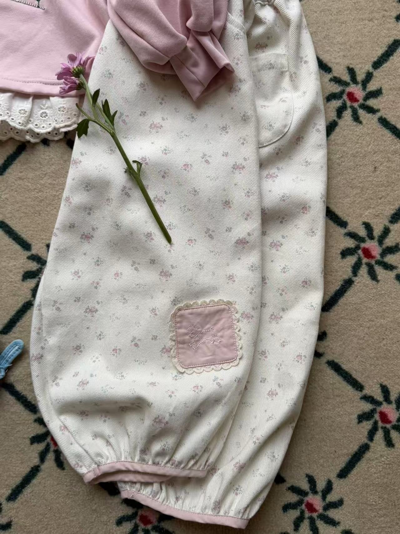 aiai small flower cotton jogger pants (95-140cm)