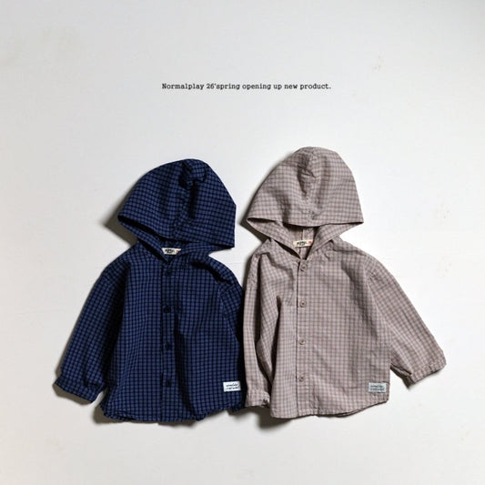 normalplay peterpan check hoodie (75-140cm)