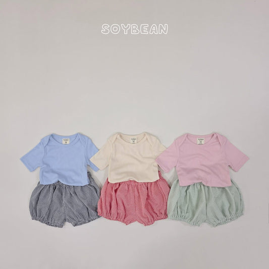 Soybean 素色格紋澎澎褲套裝 (75-118cm)