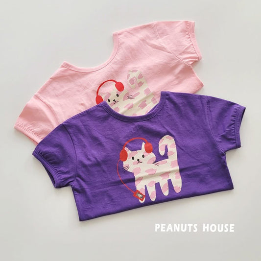 Peanuts 貓咪聽音樂上衣 (85-140cm)