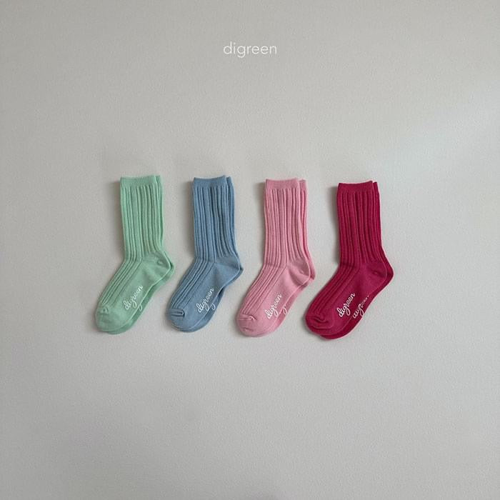 Digreen 糖果色羅紋襪襪組/4雙入 (12-23cm)