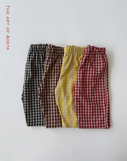 Aosta caramel check pants (~70-115cm)