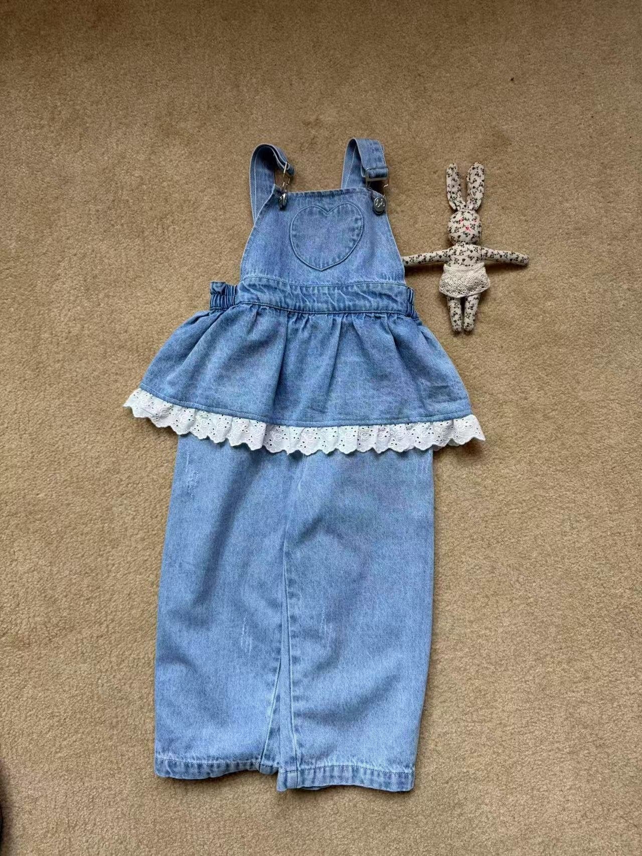 aiai lovely heart denim overalls (95-140cm)