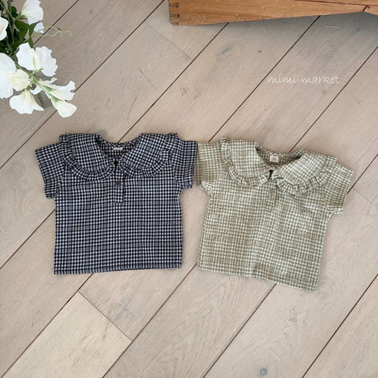 mimi market check frill blouse (70-85cm)