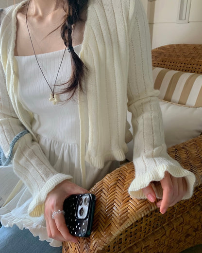 荷葉花邊綁帶蝴蝶結開衫 *共3色