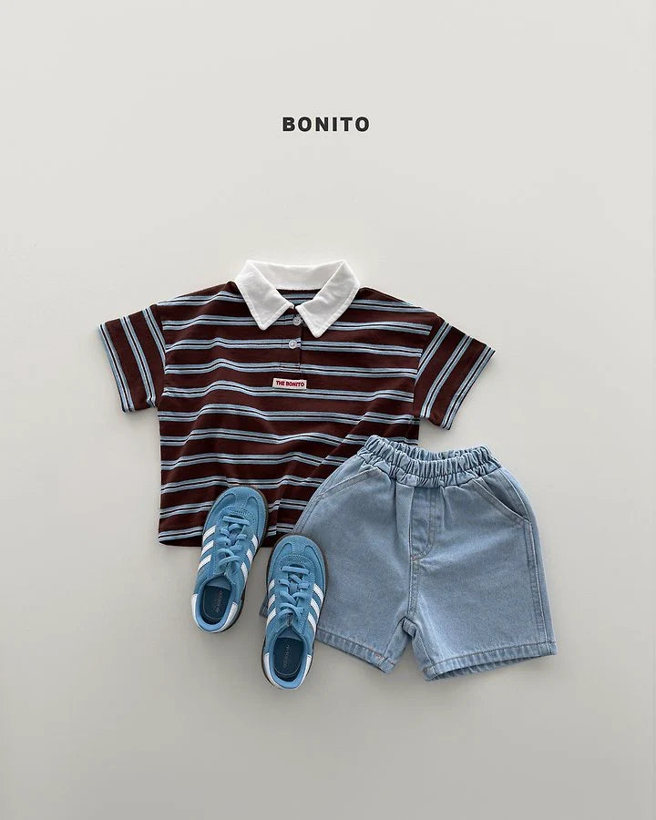 Bonito sierre stripe collar tee (~80-140cm)