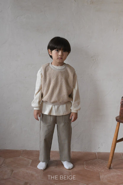 the beige pocket loom pants (80-120cm)
