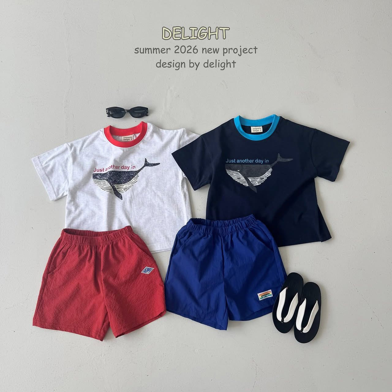 Delight 親子款撞色鯨魚Tee (kids & adult )