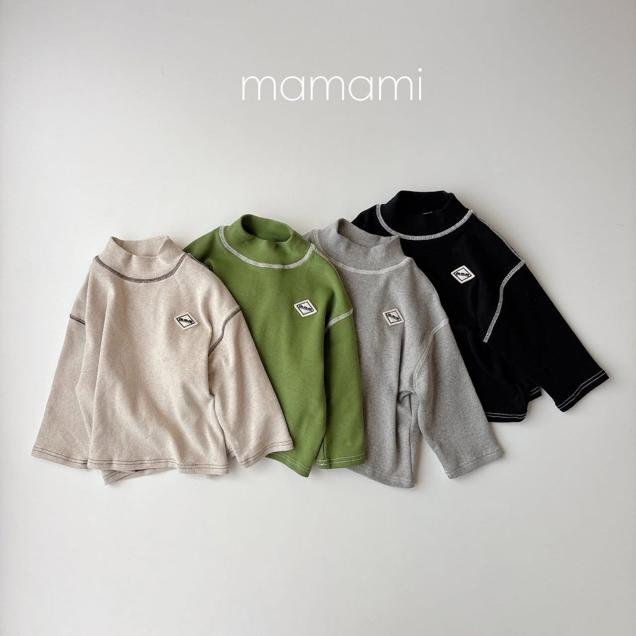 Mamami 微高領車線小標上衣 (80-145cm)