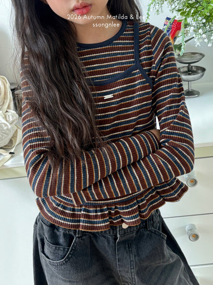matilda&lee mocha border frll tee (85-165cm)