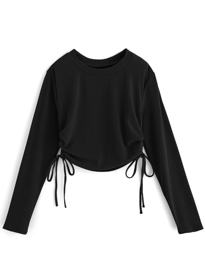 側綁繩純色上衣