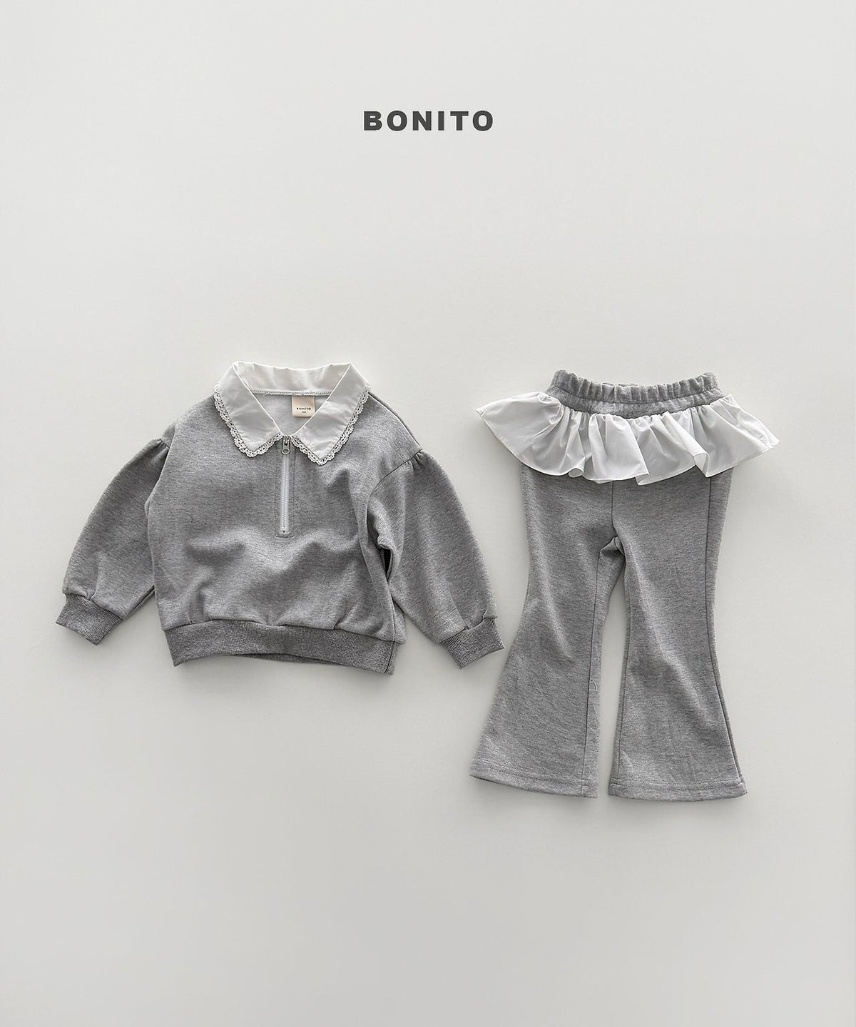 bonito shirred collar zip-up set (~80-140cm)